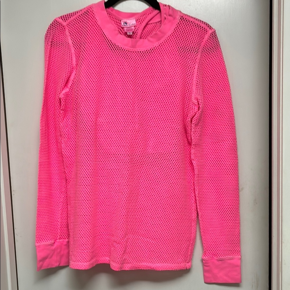 NWOT Pink Mesh Long Sleeve Top and Sports Bra